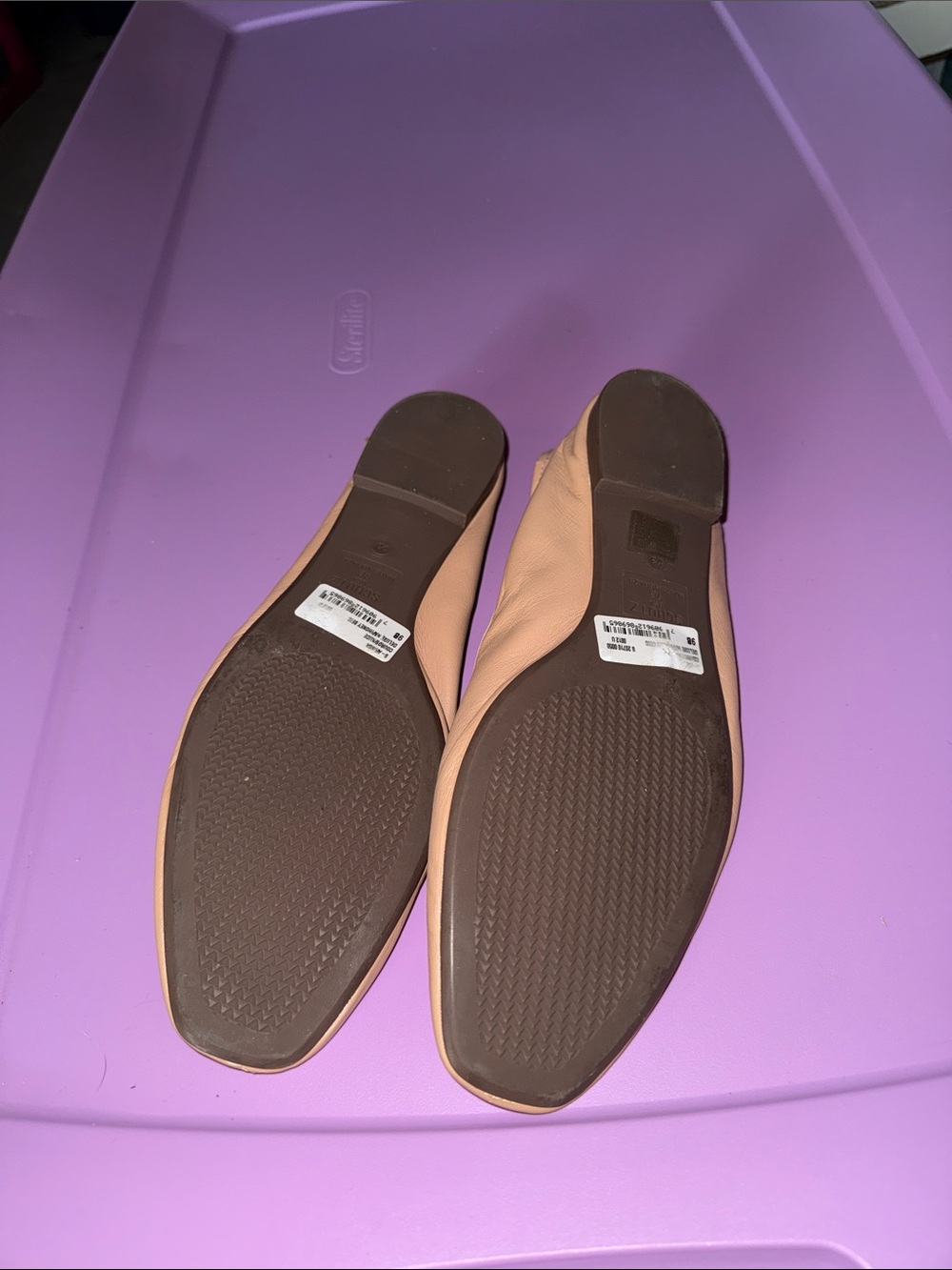 SCHUTZ Light Nude Leather Bow Ballet Flats - Picture 7 of 8